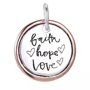 NEW Belk Silverworks Southern Charm Faith, Hope, Love Round Two Tone Charm